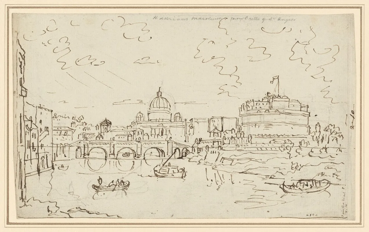 The Tiber With Saint Peters And The Castel S Angelo Recto by William Marlow - Canvas Print