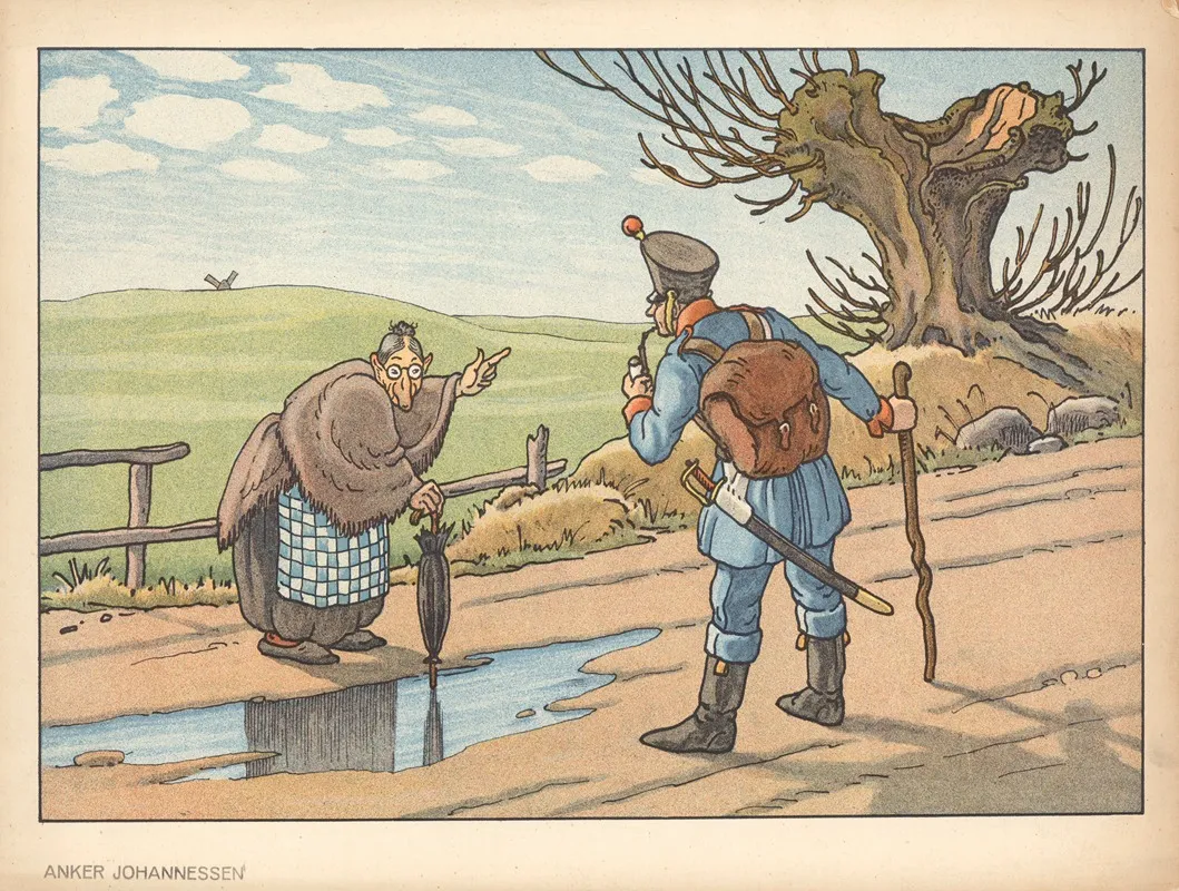 The Tinderbox The Witch And The Soldier by Anker Johannesens Forlag - Canvas Print