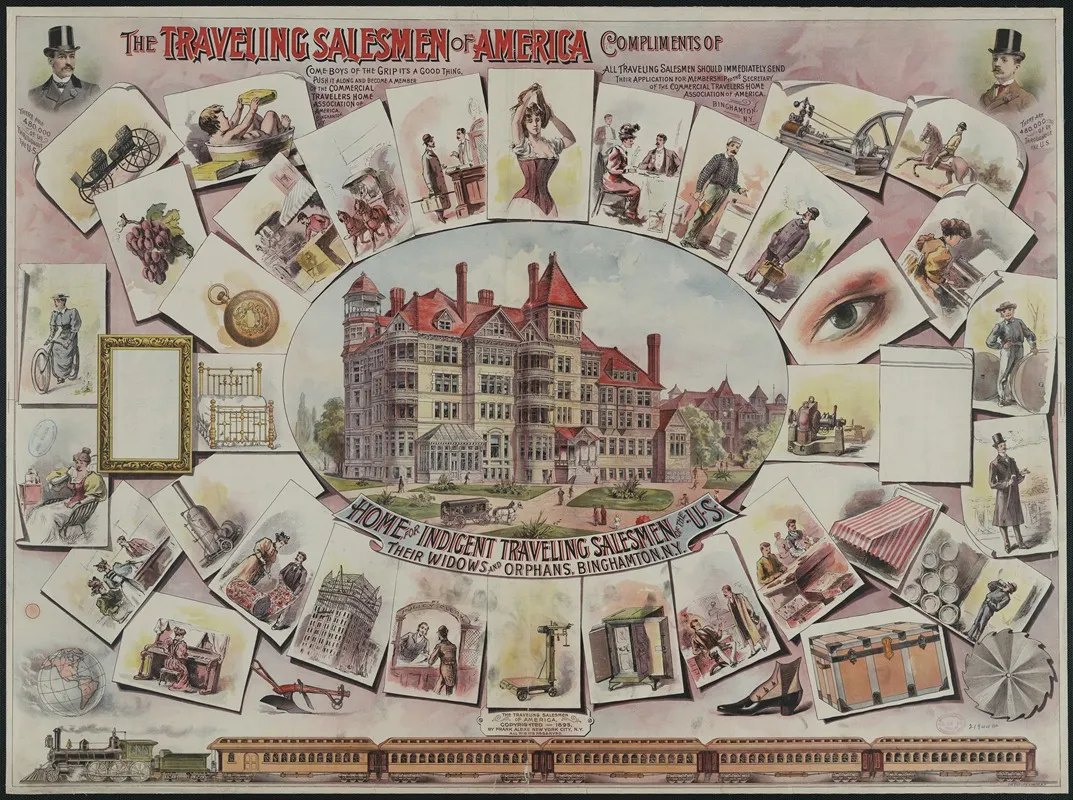 The Traveling Salesmen Of America by Gast Lith. &amp; Eng. Co. - Canvas Print