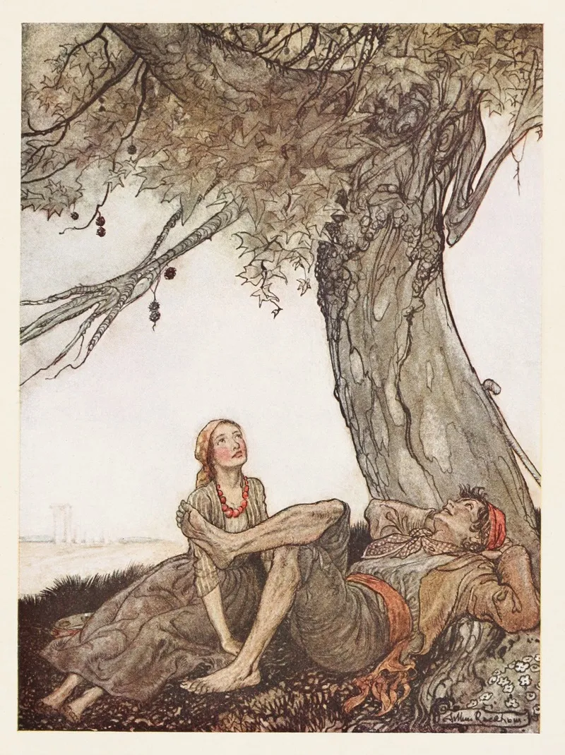 The Travellers And The Plane Tree by Arthur Rackham - Canvas Print
