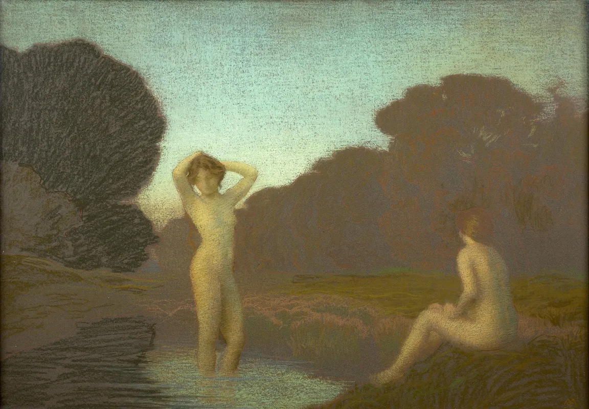 The Two Bathers 2 by Émile-René Ménard - Canvas Print