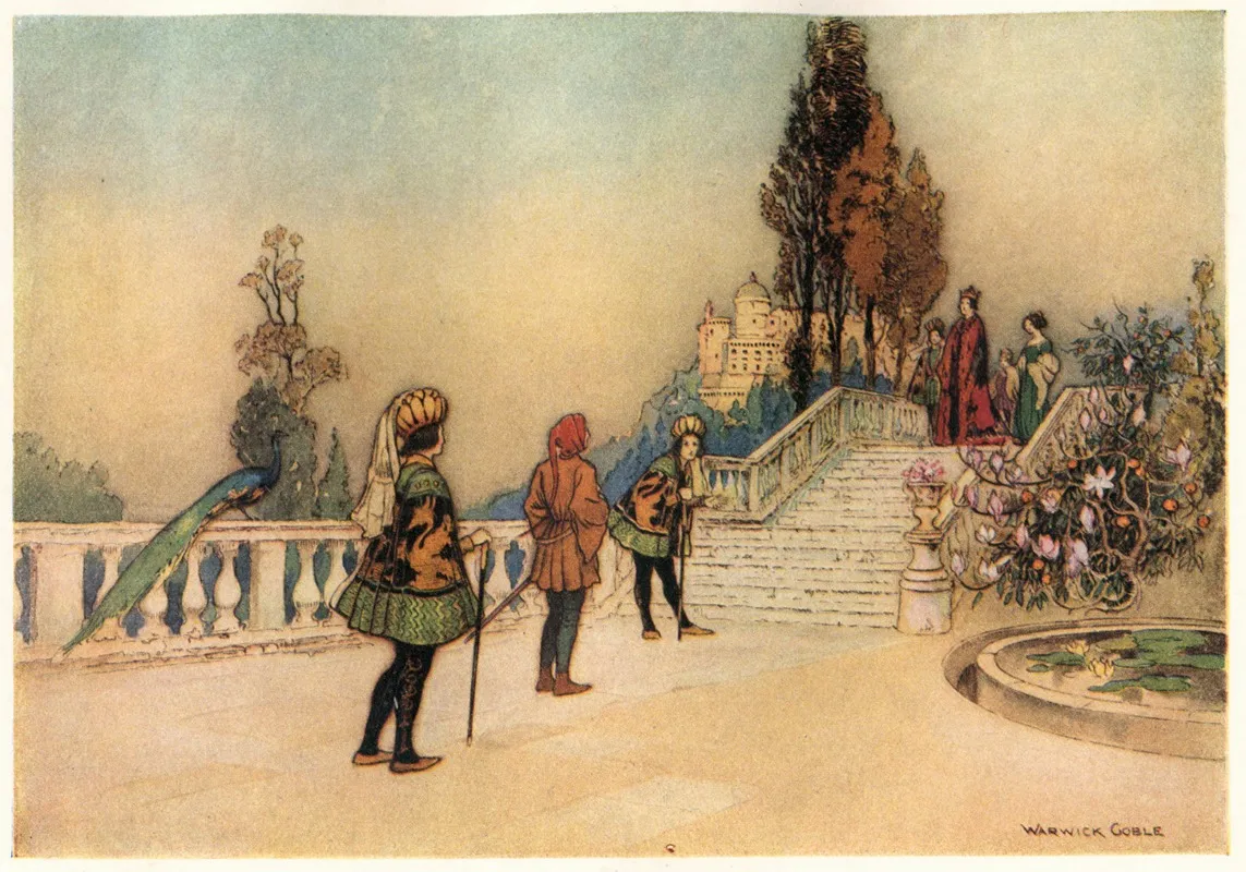 The Two Courtiers Presenting Cienzo To The King by Warwick Goble - Canvas Print
