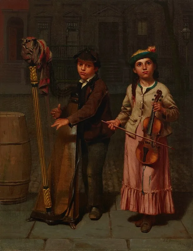 The Two Musicians by John George Brown - Canvas Print