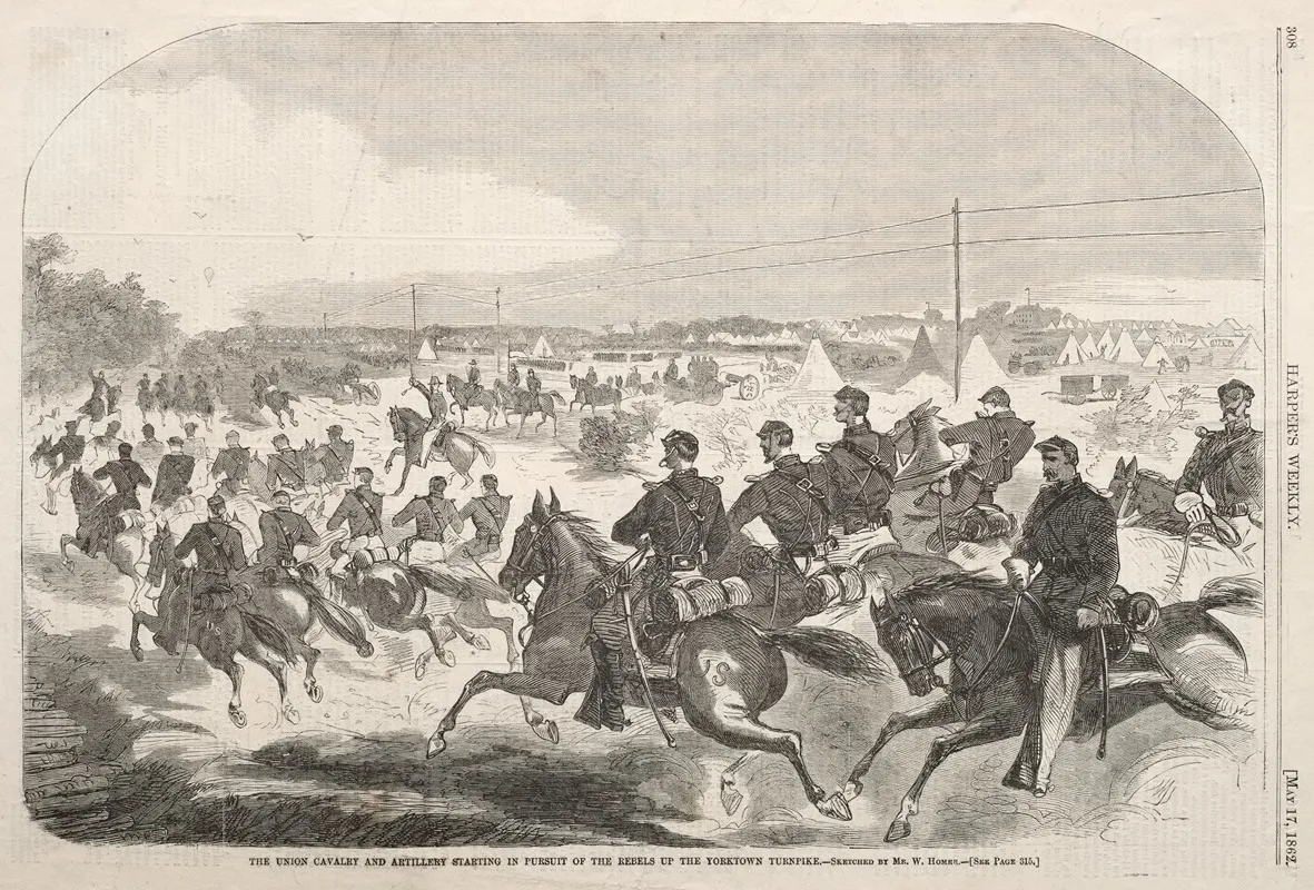 The Union Cavalry And Artillery Starting In Pursuit Of The Rebels Up The Yorktown Turnpike