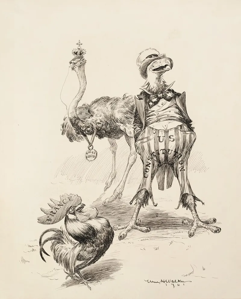 The United States Depicted As An Eagle Great Britain As An Ostrich And France As A Rooster
