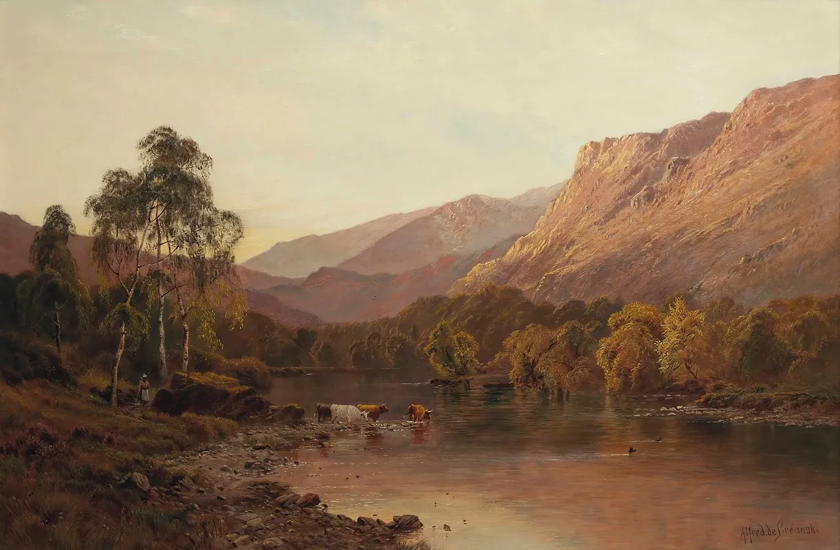 The Valley Of Borrowdale by Alfred de Bréanski - Canvas Print