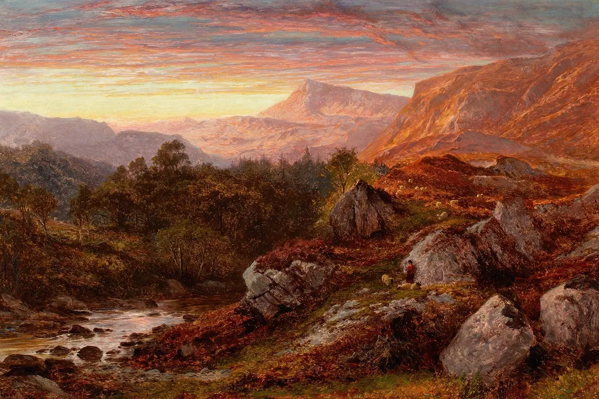 The Valley Of The Lleder North Wales by Benjamin Williams Leader - Canvas Print