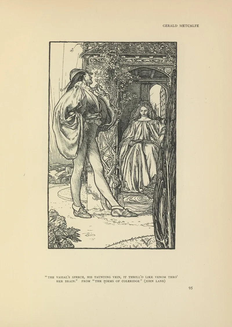 The Vassals Speech His Taunting Vein It Thrilld Like Venom Thro Her Brain The Poems Of Coleridge by Gerald Metcalfe - Canvas Print