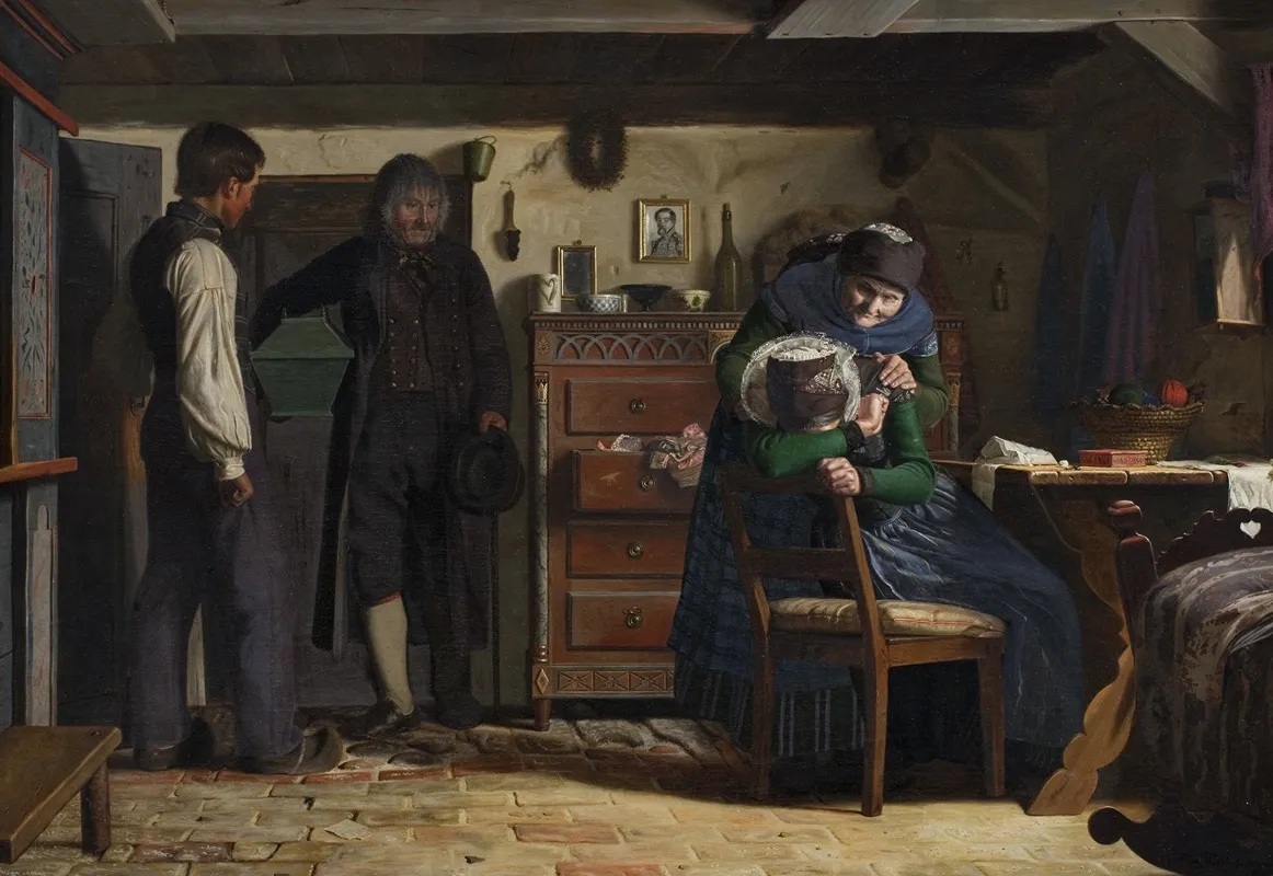 The Village Carpenter Bringing A Coffin For A Dead Child by Christen Dalsgaard - Canvas Print