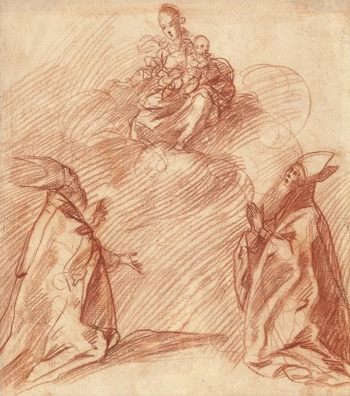 The Virgin And Child Appearing To Two Bishops
