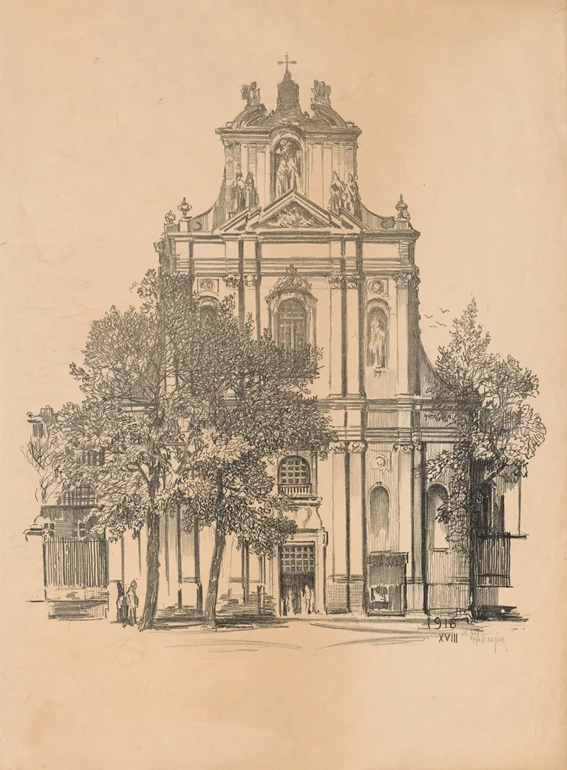 The Visitation Sisters Church by Feliks Jabłczyński - Canvas Print