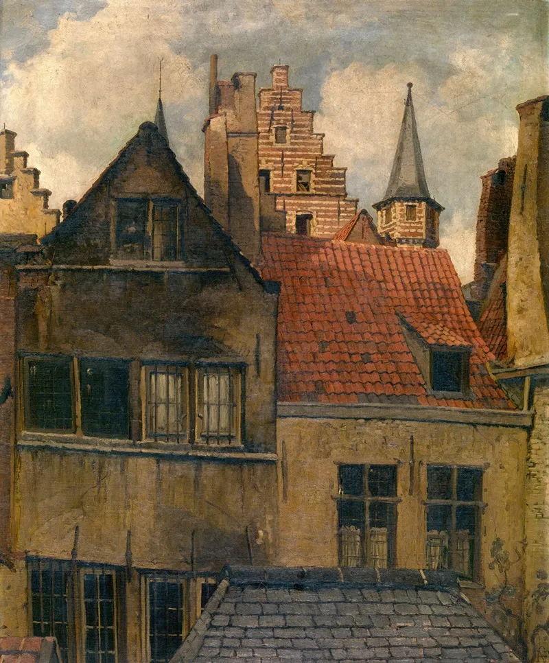 The Vleeshuis And Old Houses by Henri François Schaefels - Canvas Print