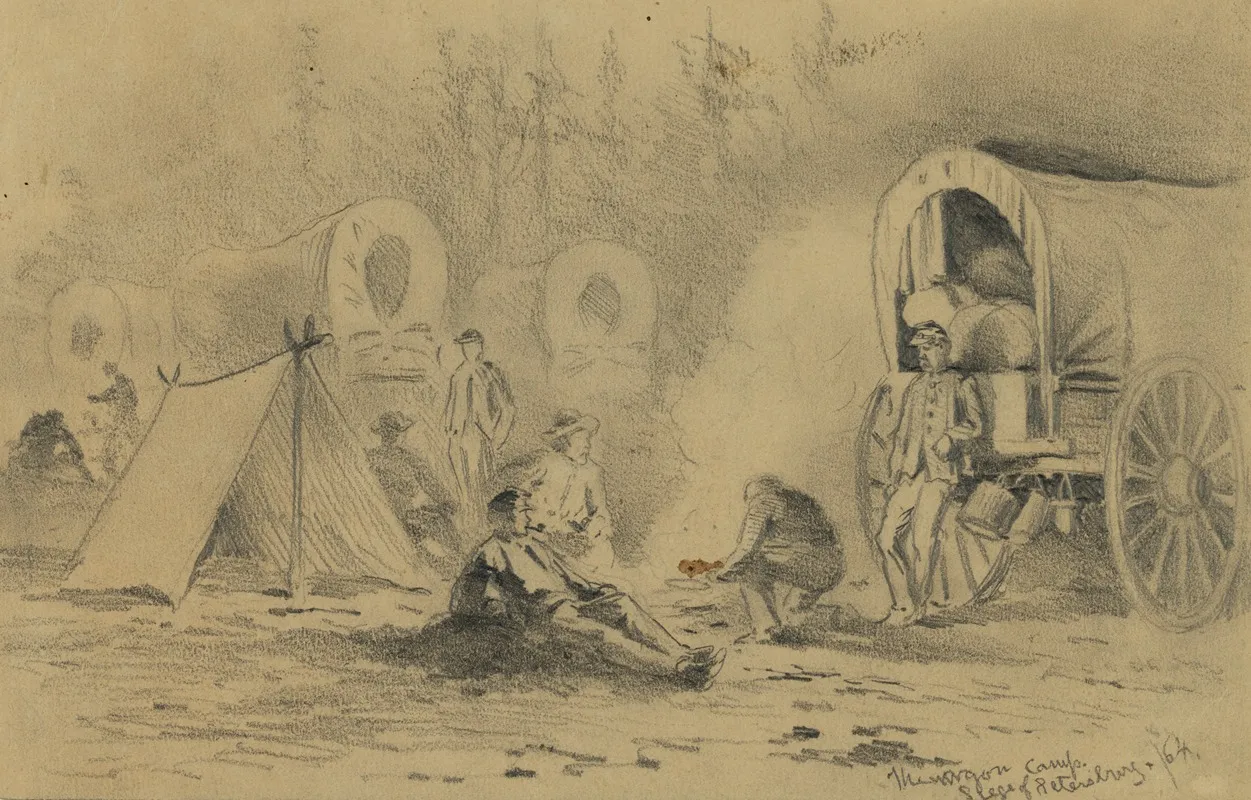 The Wagon Camp by Edwin Forbes - Canvas Print