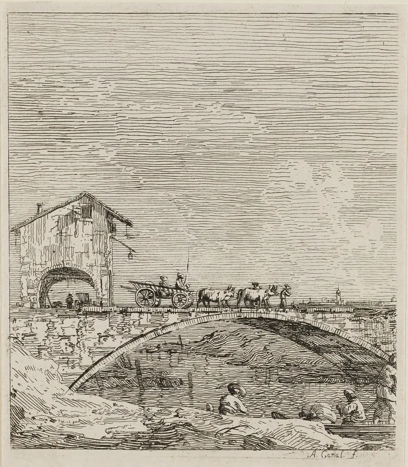 The Wagon Passing Over A Bridge From Vedute