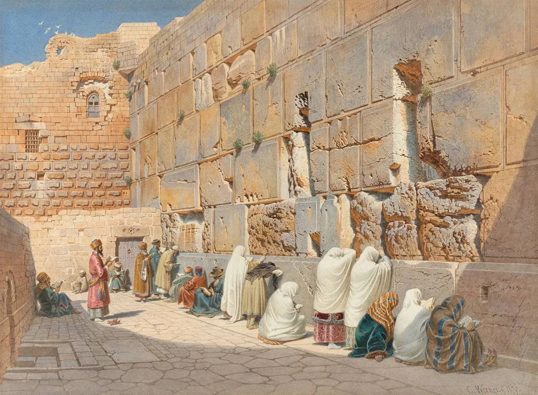 The Wailing Wall In Jerusalem by Carl Friedrich Heinrich Werner - Canvas Print