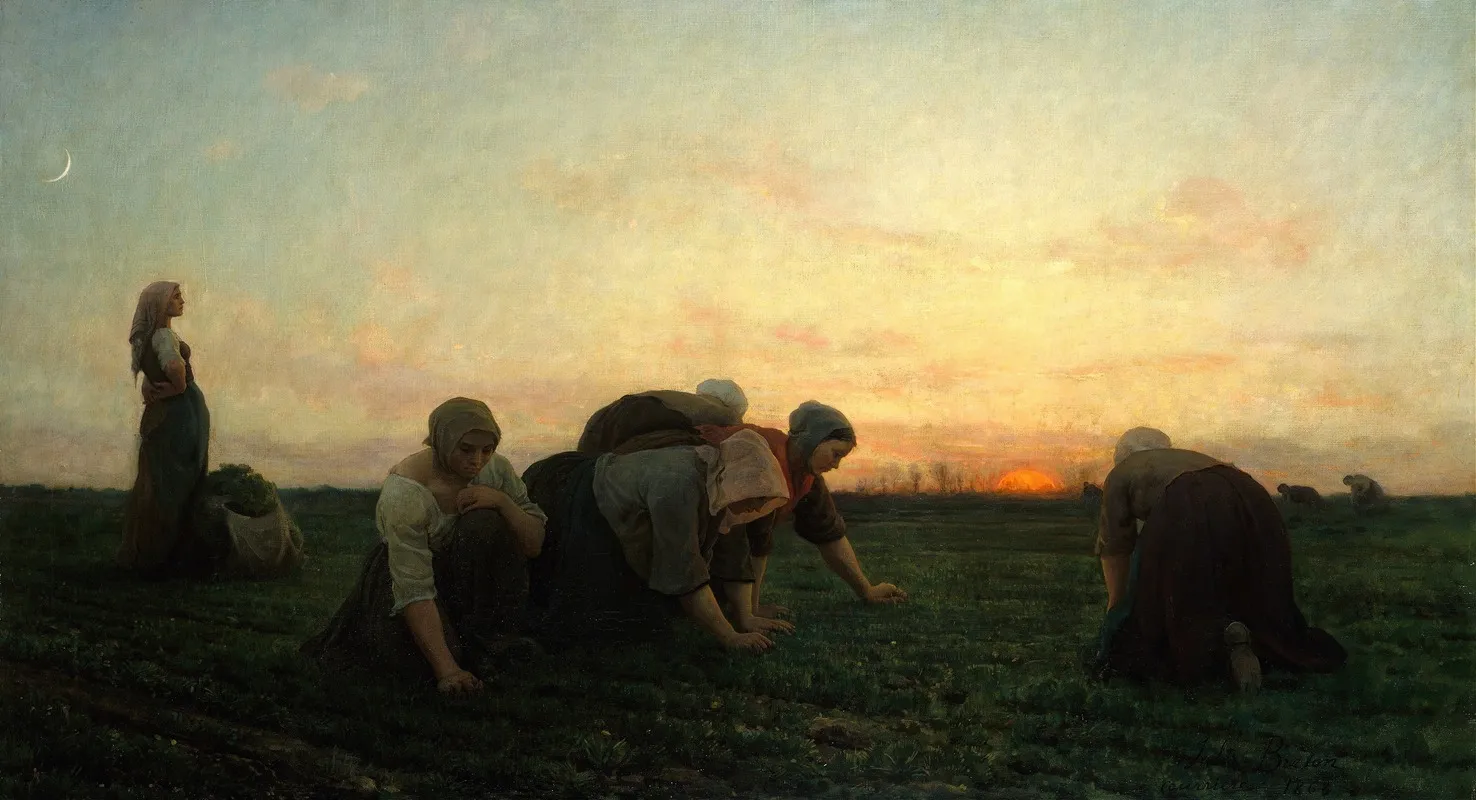 The Weeders by Jules Breton - Canvas Print