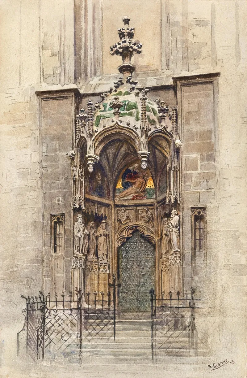 The West Portal Of The Church Kirche Maria Am Gestade In Vienna by Ernst Graner - Canvas Print