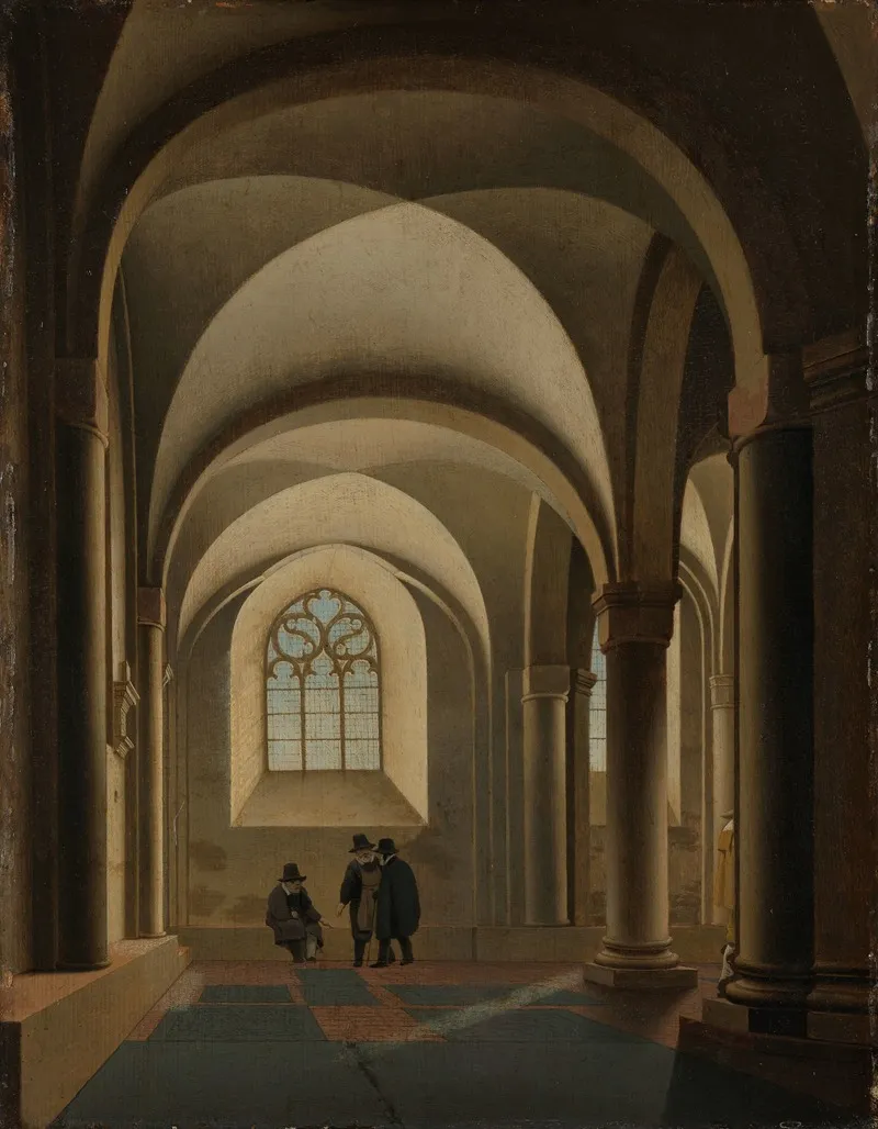 The Westernmost Bays Of The South Aisle Of The Mariakerk In Utrecht by Pieter Jansz Saenredam - Canvas Print