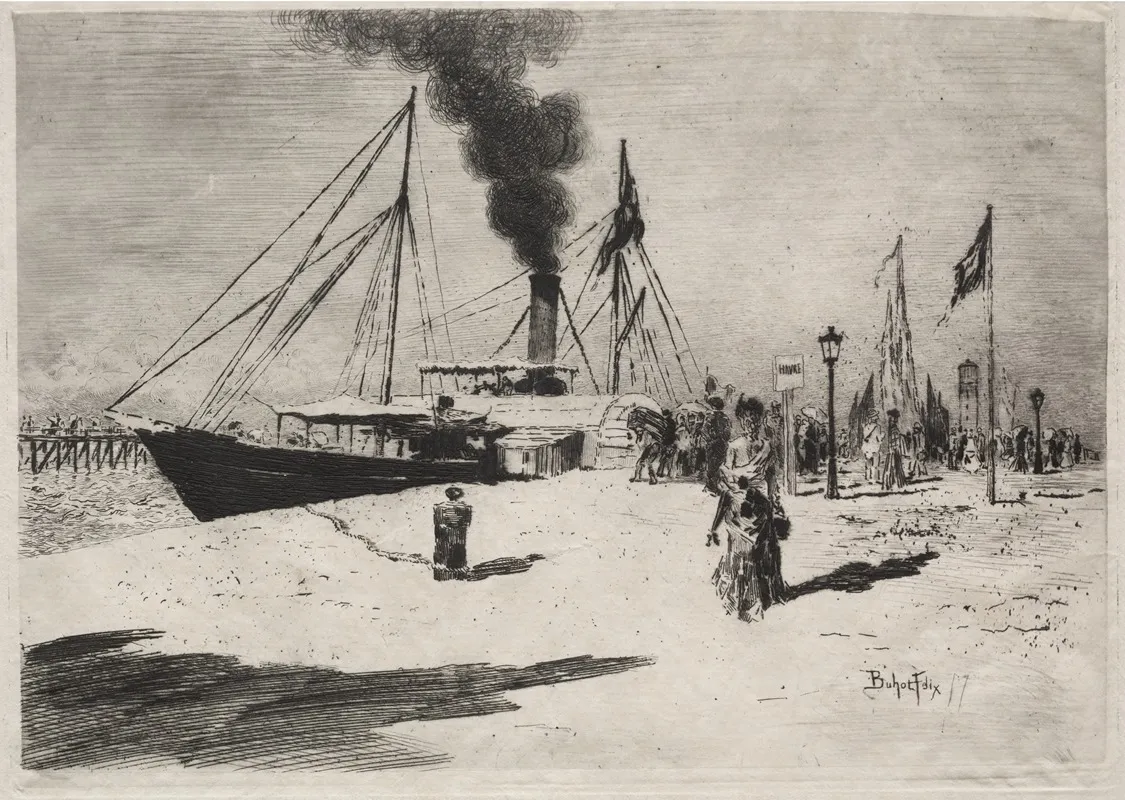 The Wharf At Trouville by Félix Hilaire Buhot - Canvas Print