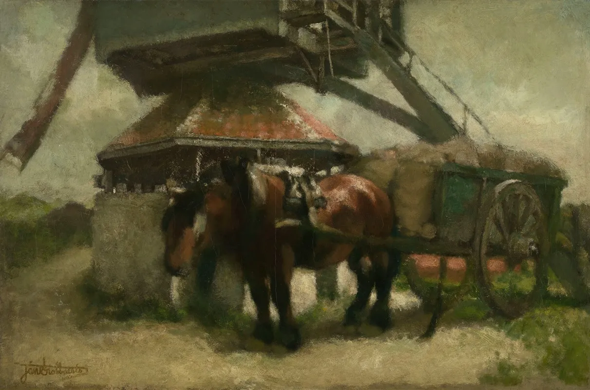 The Windmill At Kiel by Jan Stobbaerts - Canvas Print