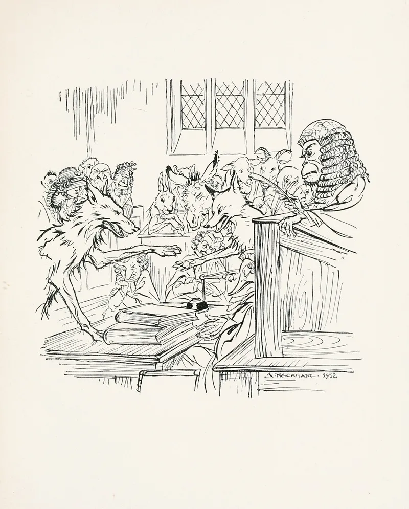 The Wolf The Fox And The Ape by Arthur Rackham - Canvas Print