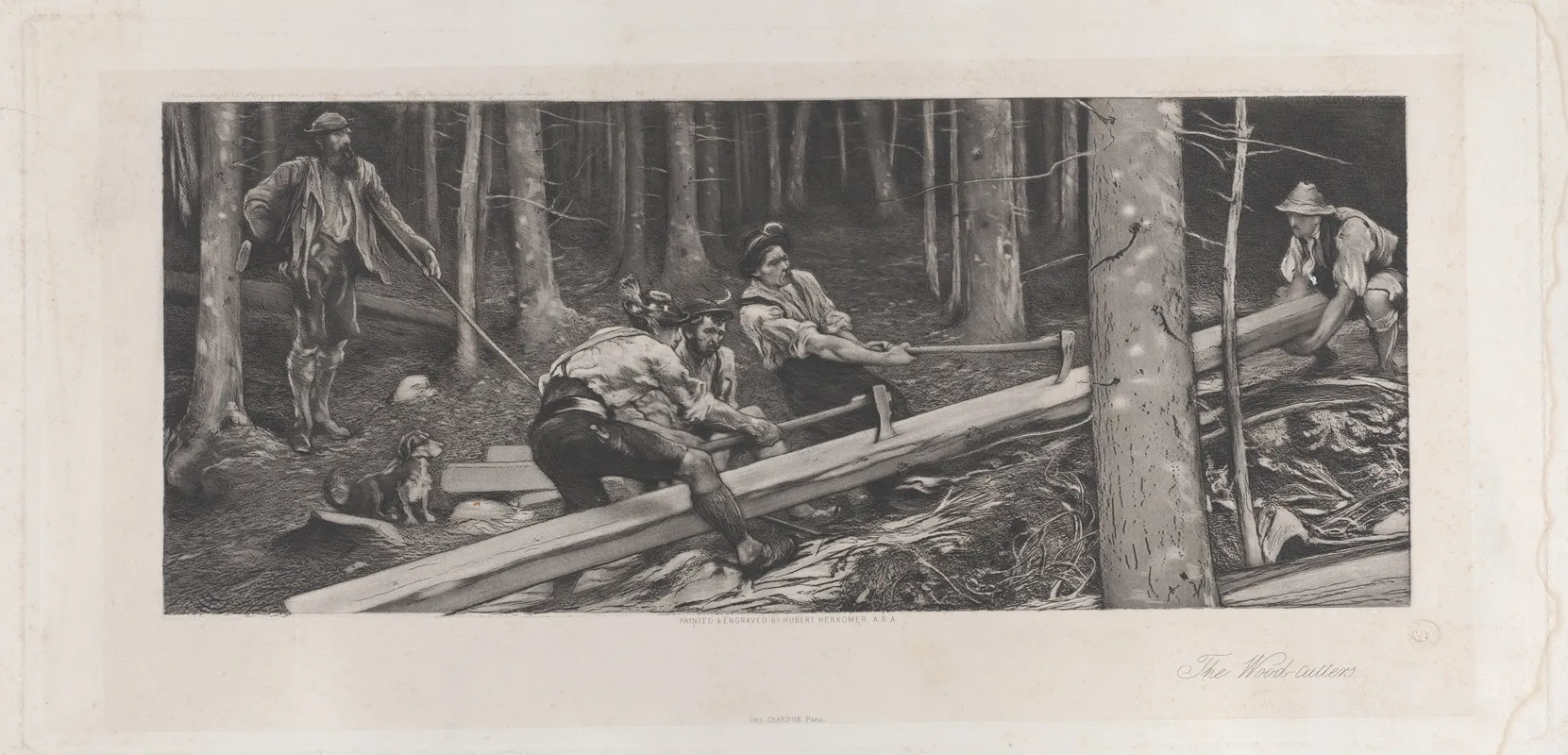 The Wood Cutters by Sir Hubert von Herkomer - Canvas Print