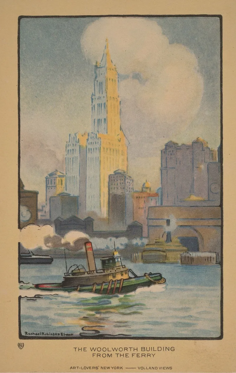 The Woolworth Building From The Ferry 2 by Rachael Robinson Elmer - Canvas Print