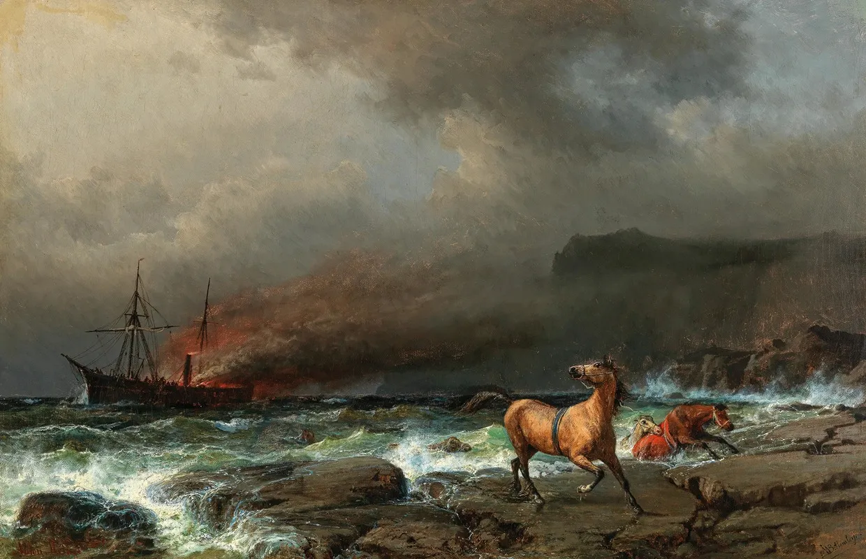 The Wreck Of The Anglo Saxon by Anton Melbye - Canvas Print
