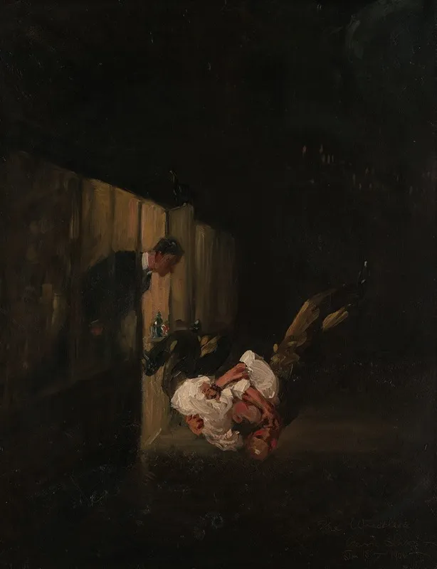 The Wrestlers by George Luks - Canvas Print