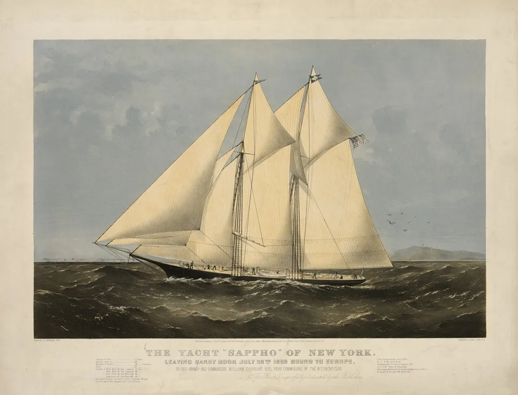 The Yacht Sappho Of New York Leaving Sandy Hook July 28th 1869 Bound To Europe