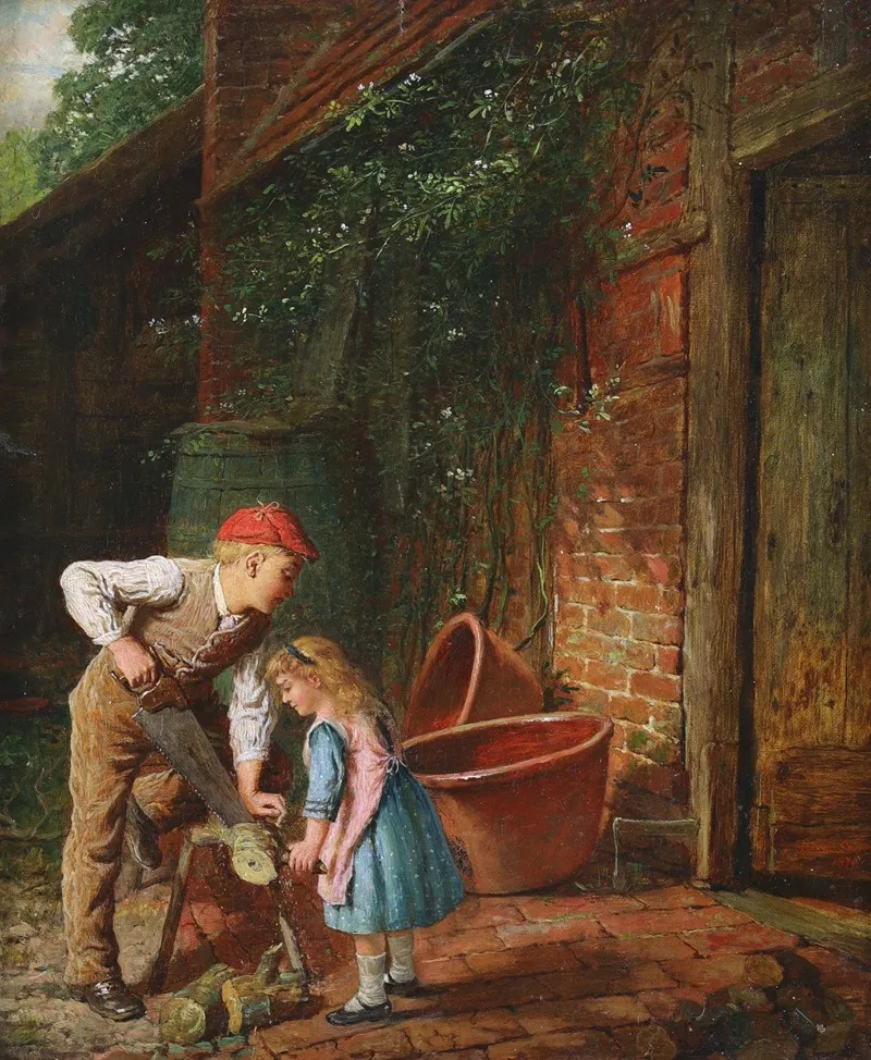 The Young Woodcutters by George Smith - Canvas Print