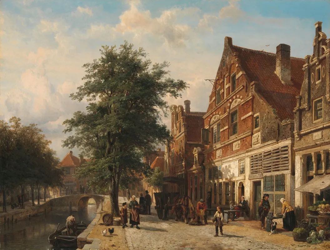 The Zuiderhavendijk Enkhuizen by Cornelis Springer - Canvas Print