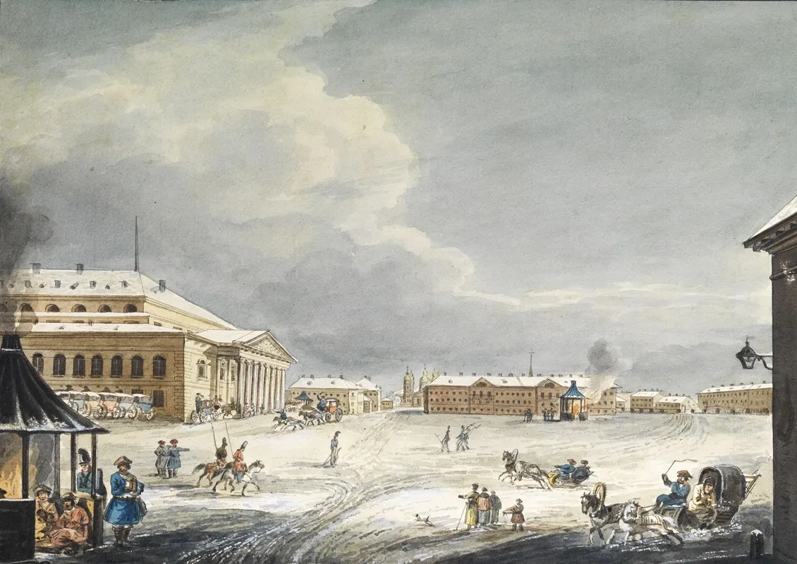 Theaterplatz St Petersburg by Karl Ivanovich Kollmann - Canvas Print
