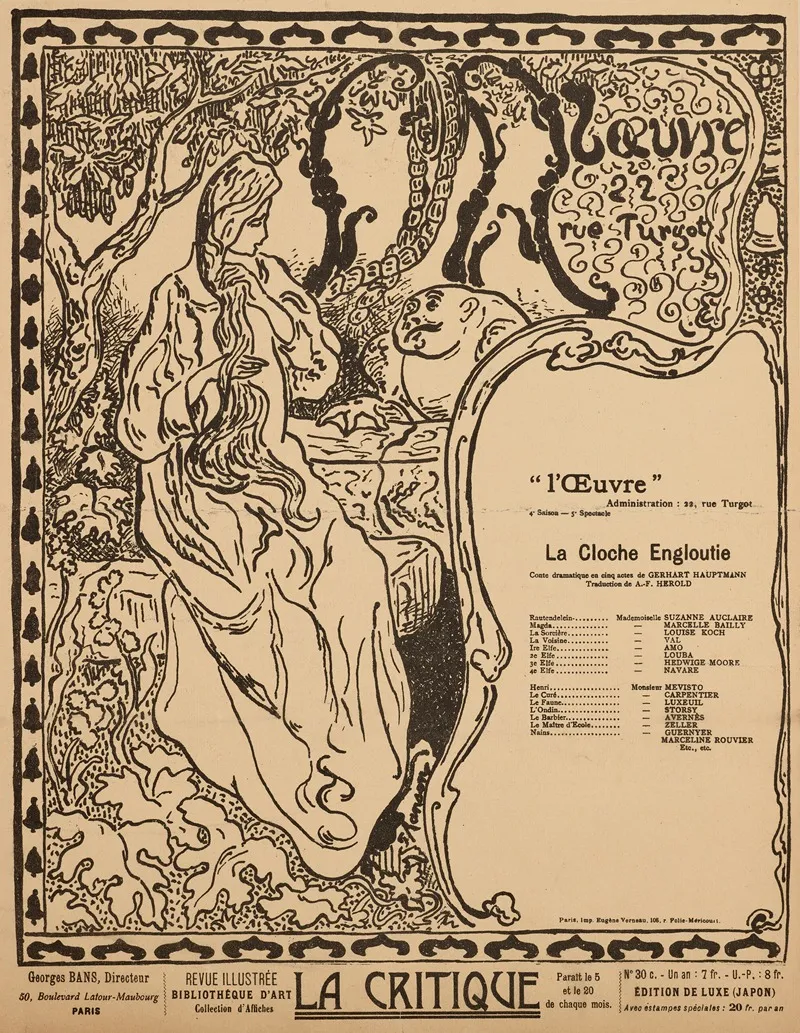 Theatre De Loeuvre La Cloche Engloutie by Paul Ranson - Canvas Print