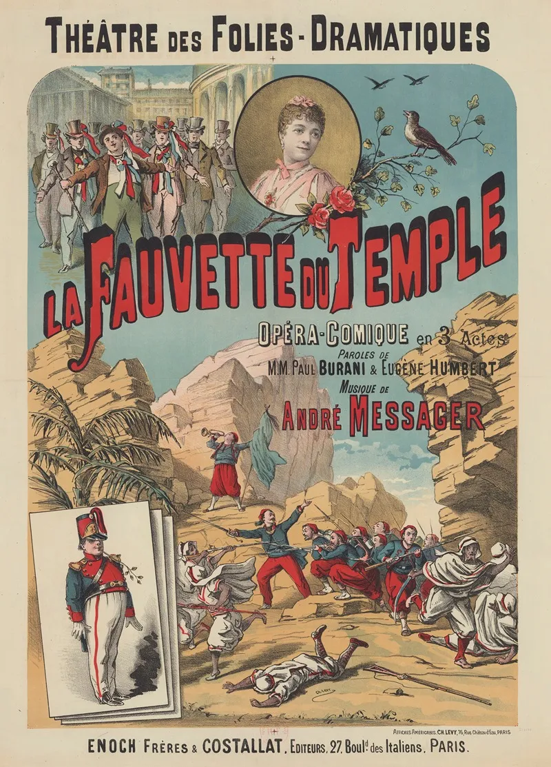 Theatre Des Folies Dramatiques La Fauvette Du Temple Opera Comique En 3 Actes Paroles De M M Paul Burani Eugene Humbert