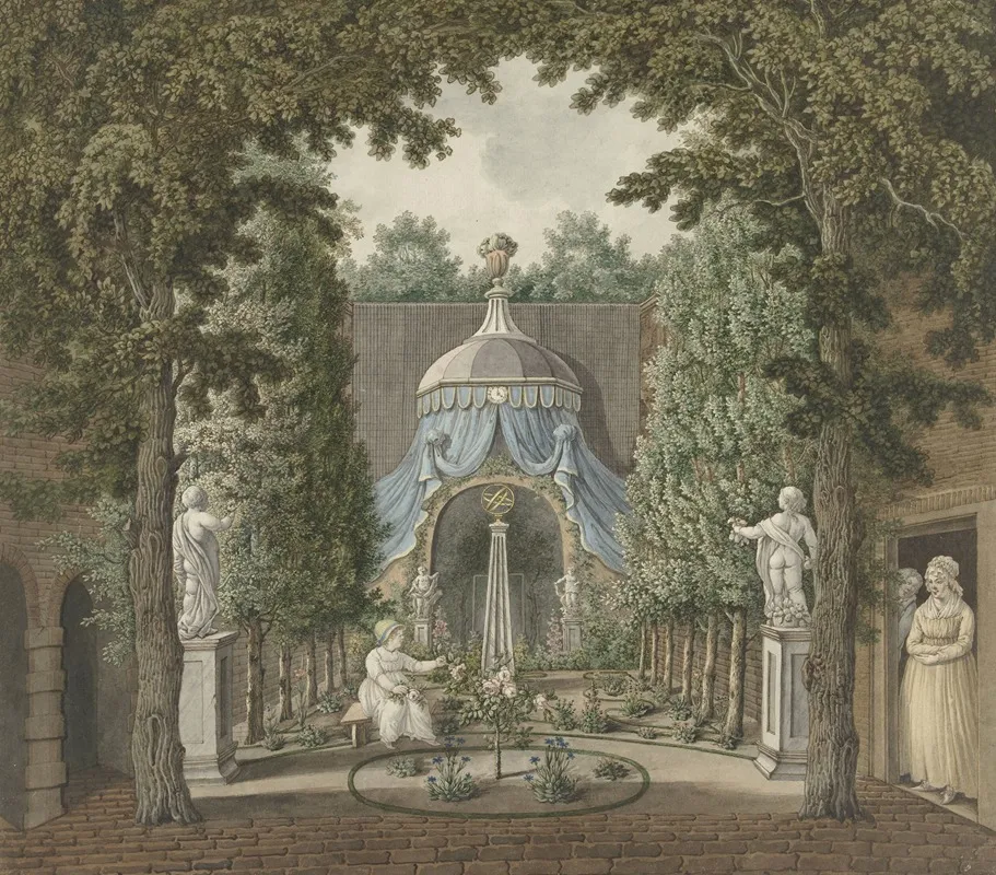 Theatre Scene In A City Garden by Barend Hendrik Thier - Canvas Print