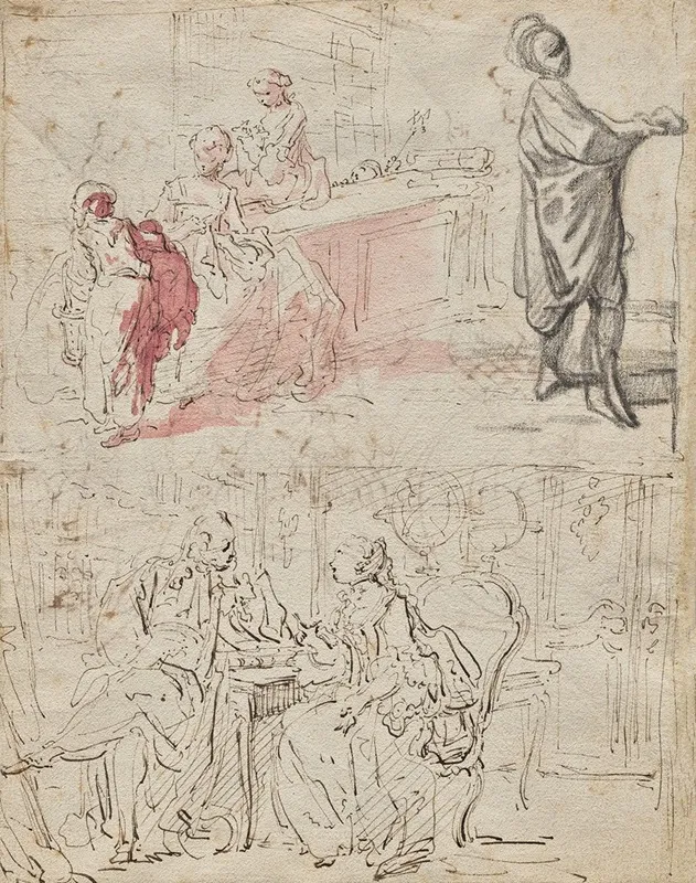 Theatre Scene Recto by Gabriel de Saint-Aubin - Canvas Print