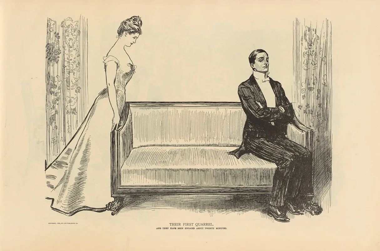 Their First Quarrel 2 by Charles Dana Gibson - Canvas Print