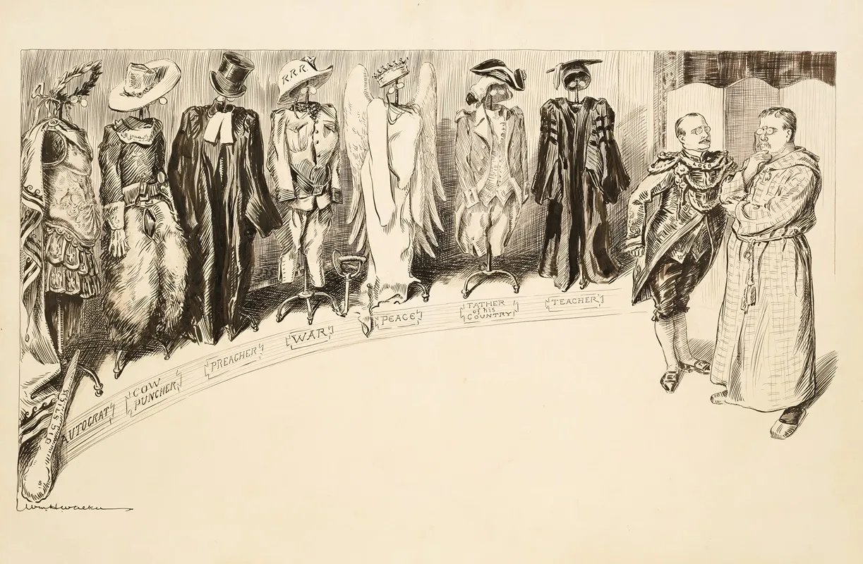 Theodore Roosevelt Assisted By Loeb Tries To Decide What Outfit To Wear
