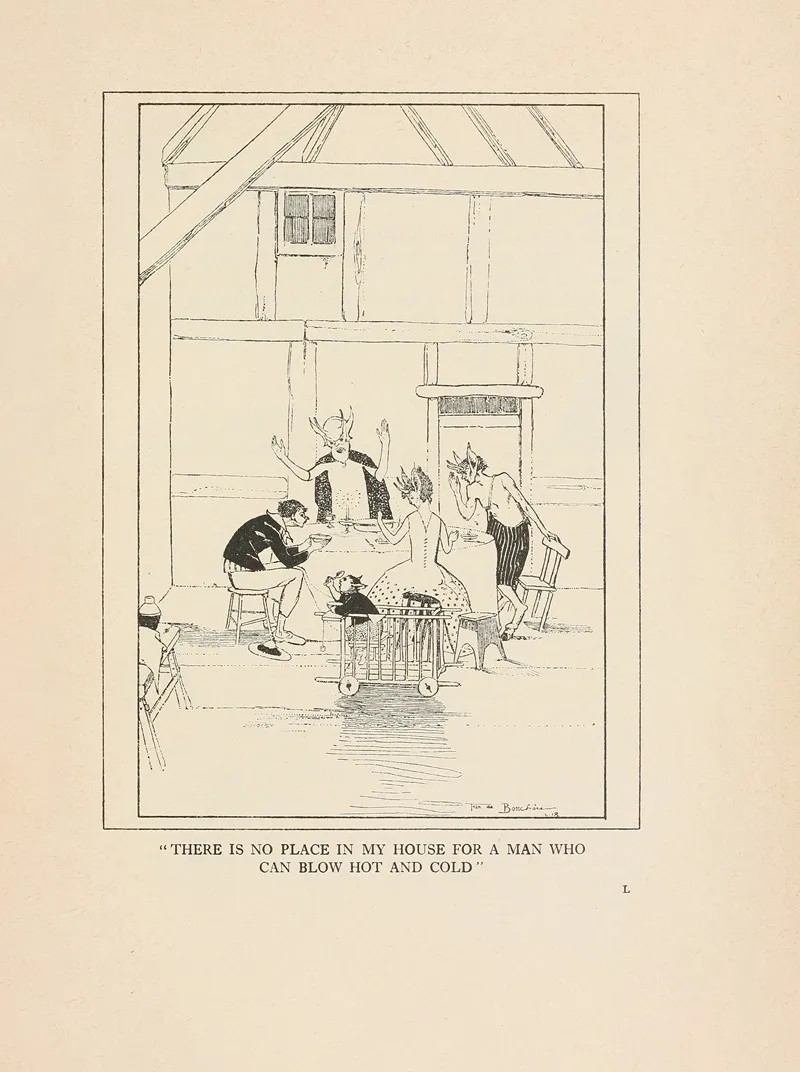 There Is No Place In My House For A Man Who Can Blow Hot And Cold by Jean de Bosschère - Canvas Print