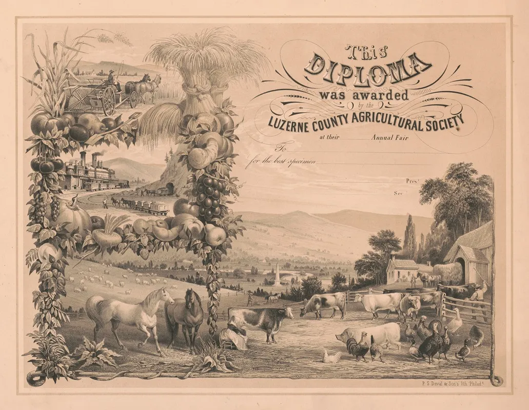 This Diploma Was Awarded By The Luzerne County Agricultural Society At Their Annual Fair