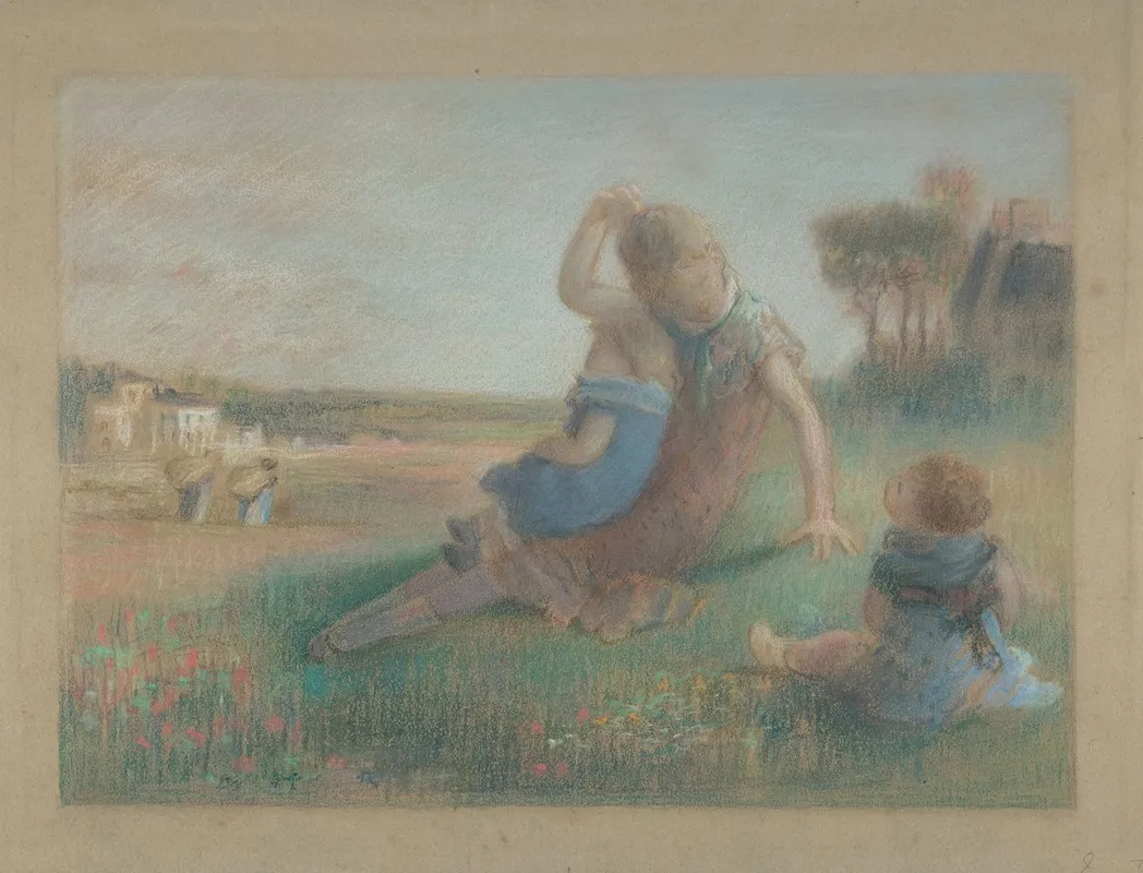 Three Children In A Landscape