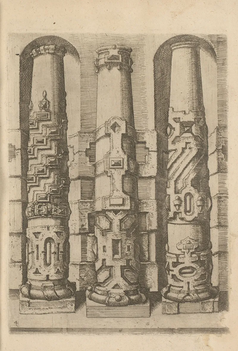 Three Columns With Rustication From The Tuscan Order by Wendel Dietterlin - Canvas Print