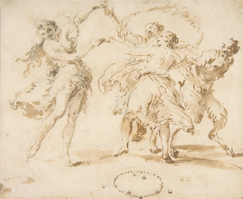 Three Dancing Nymphs And A Satyr