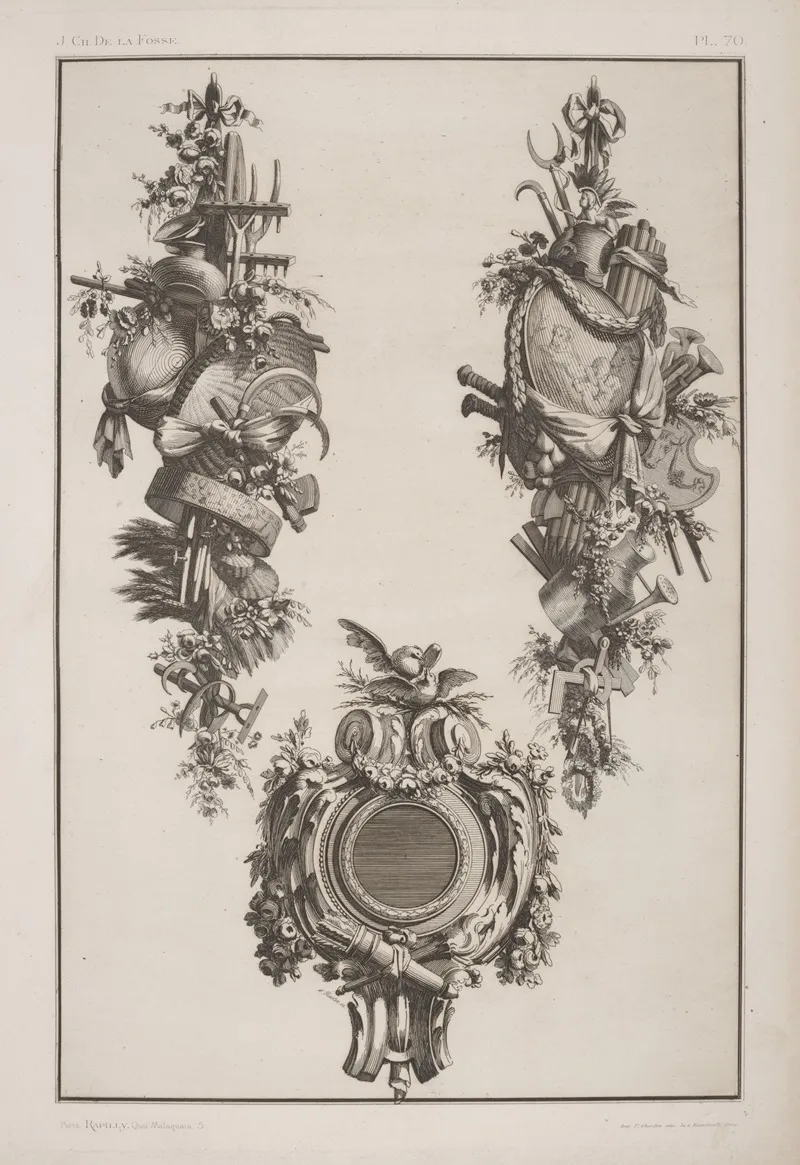 Three Designs Of Heraldic Constructions by André-Charles Boulle - Canvas Print