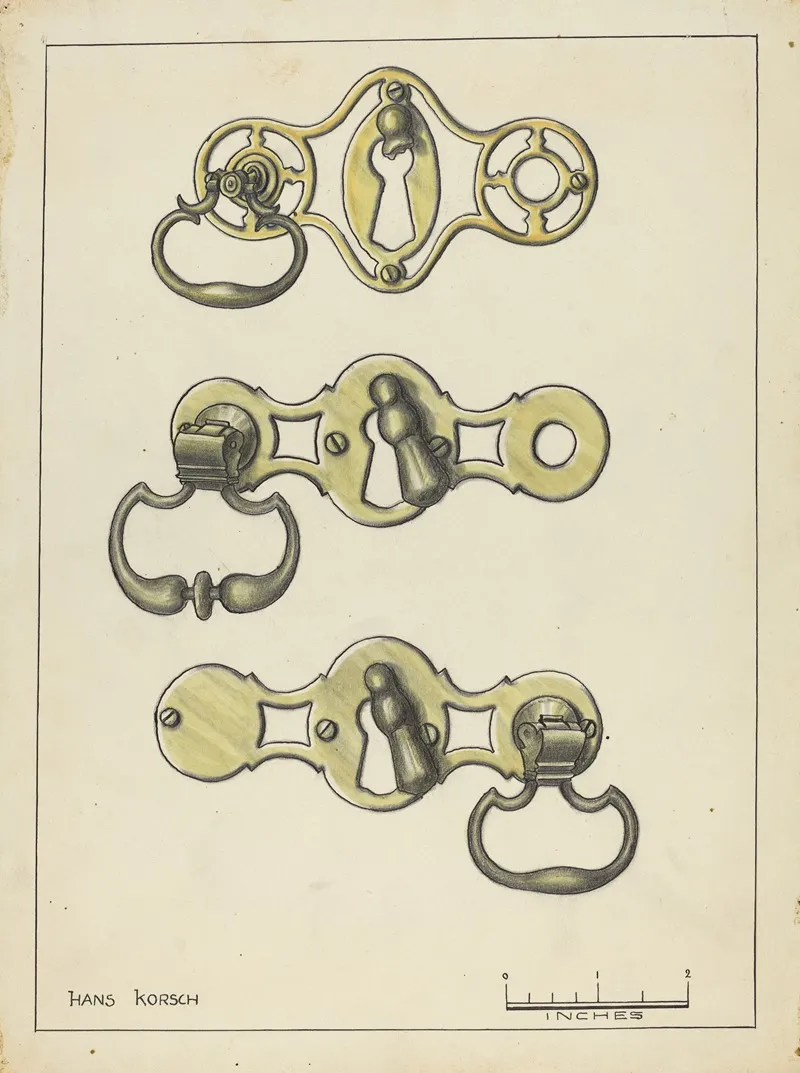 Three Door Handles 2 by Hans Korsch - Canvas Print