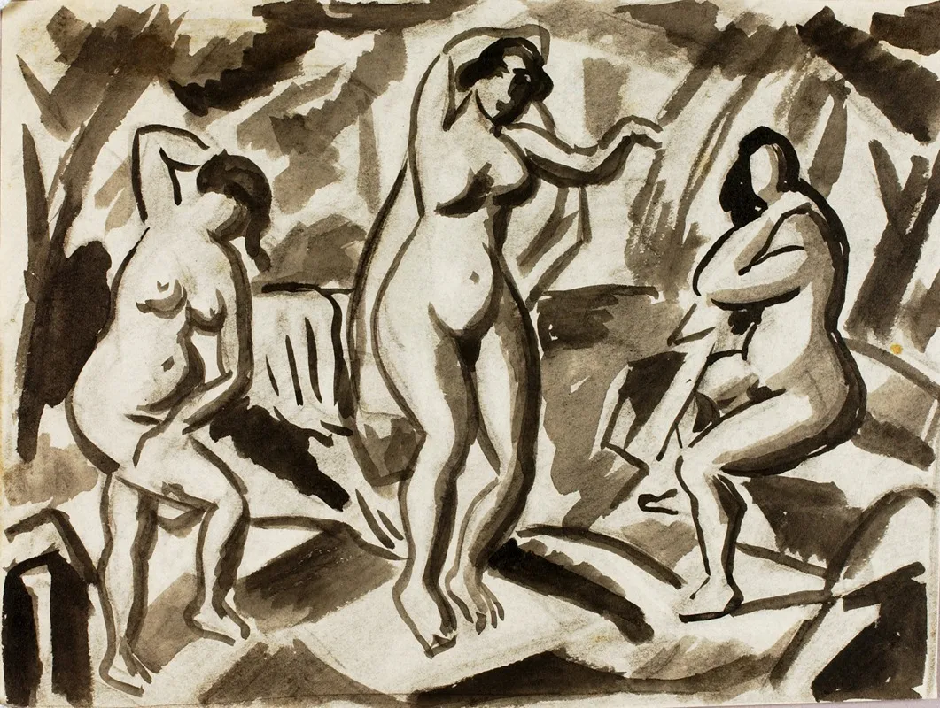 Three Female Nudes 6 by Carl Newman - Canvas Print