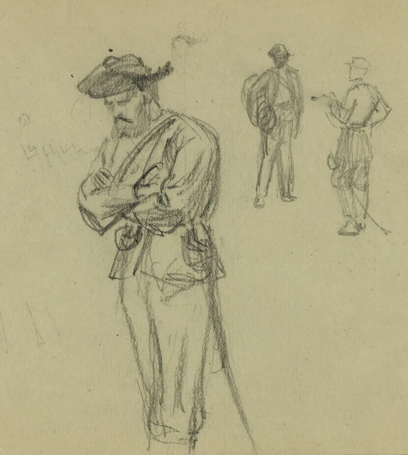 Three Figure Studies Of Soldiers