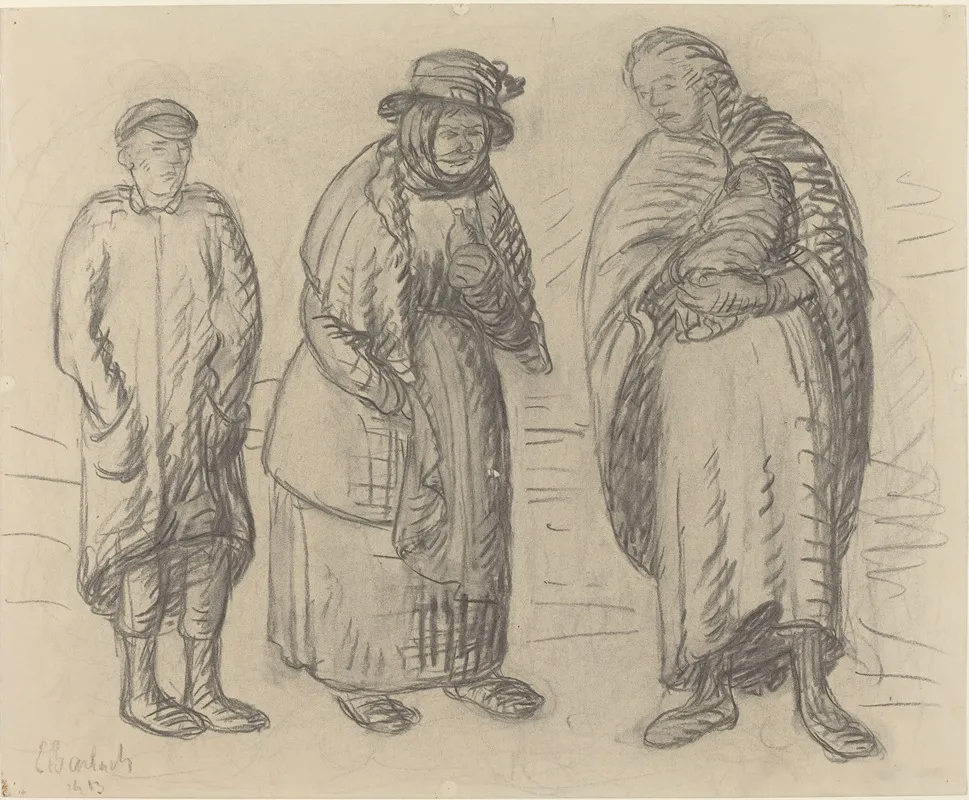 Three Figures 3 by Ernst Barlach - Canvas Print