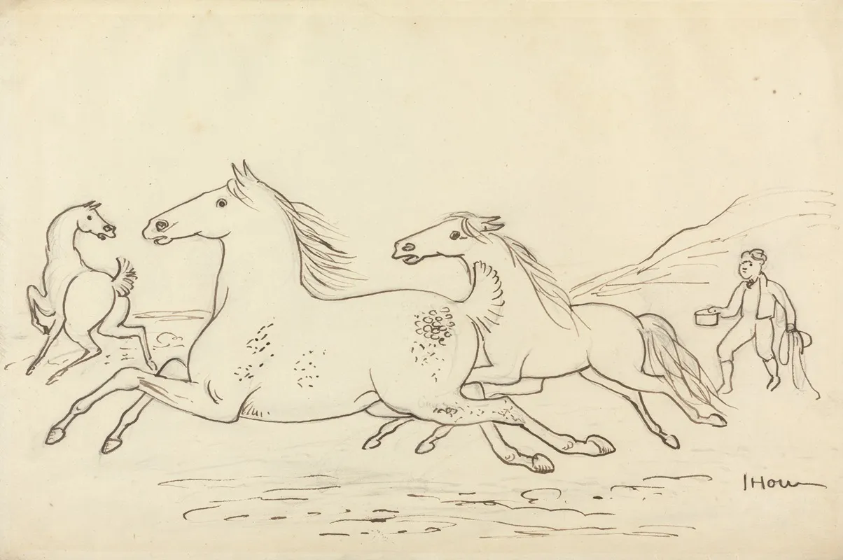 Three Horses And Stable Lad